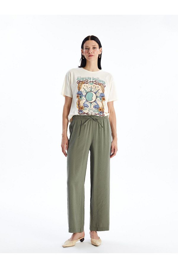 LC Waikiki-Bequeme, geformte Palazzo-Hose für Damen mit elastischem Bund 1