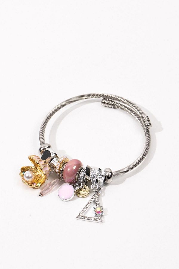 Pikas-Steel Charm Bracelet Pink 1