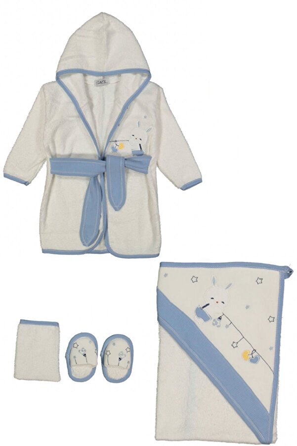 Cherub Baby Yıldızlı Tavşan Gaye Bebek Havlu Bornoz Seti Organik - Bebek Doğum Hediyesi