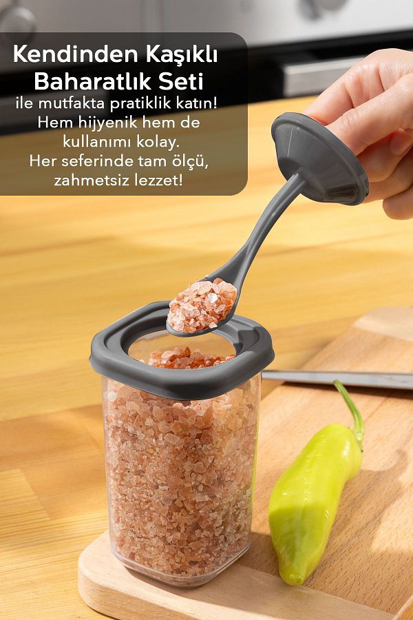 Meleni Home 12 Piece Spice Holder Set with Spoon Set with Label Spice Storage Container 12x350ml Trendyol