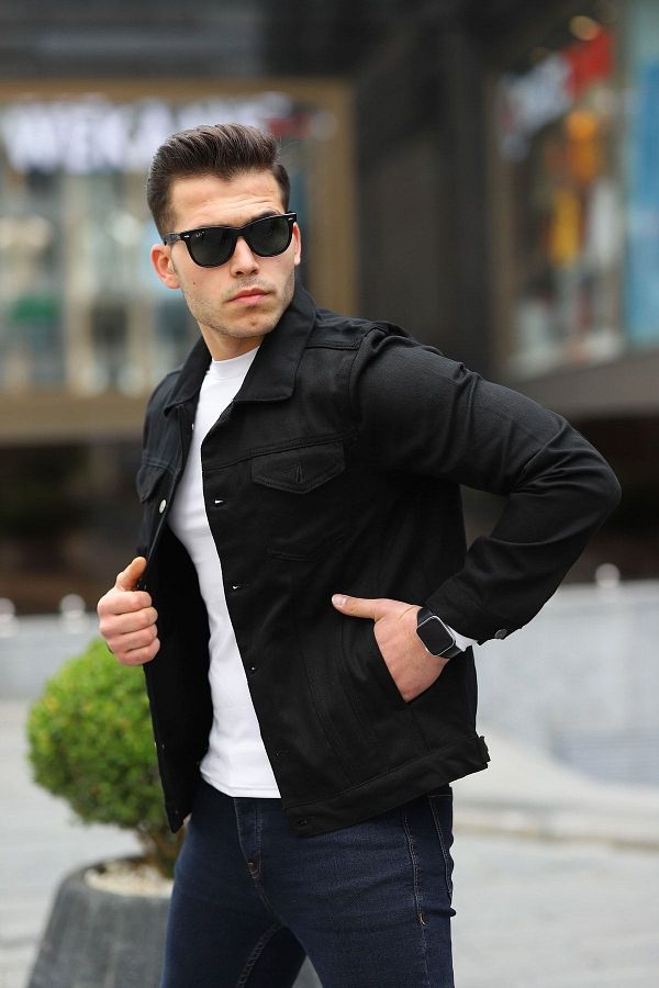 Muscle fit denim jacket online