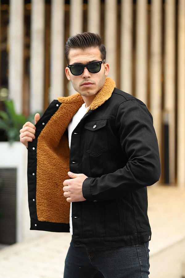 comstar Men s Fur Lined Denim Jacket Trendyol
