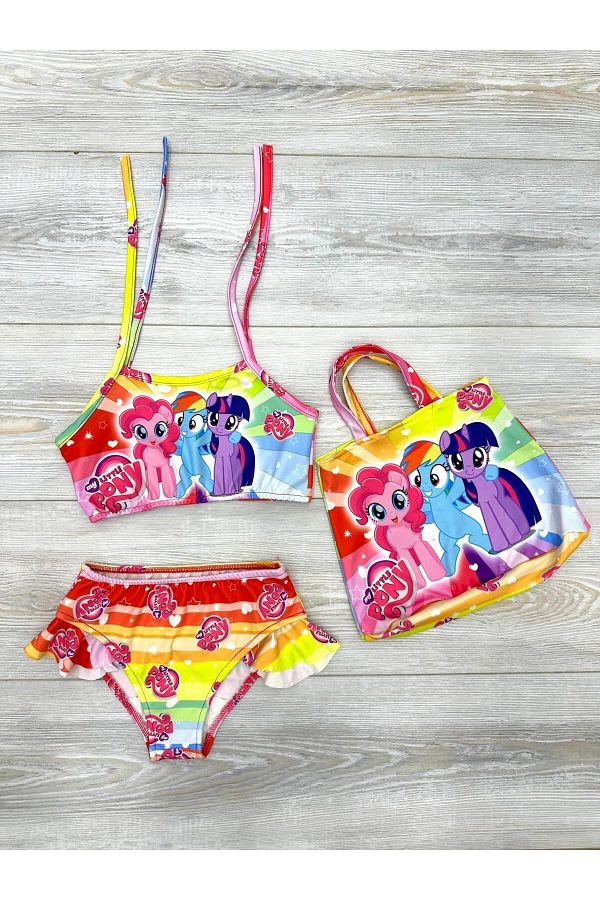 ayloş butik-My Little Pony Patterned Bag Bikini 1