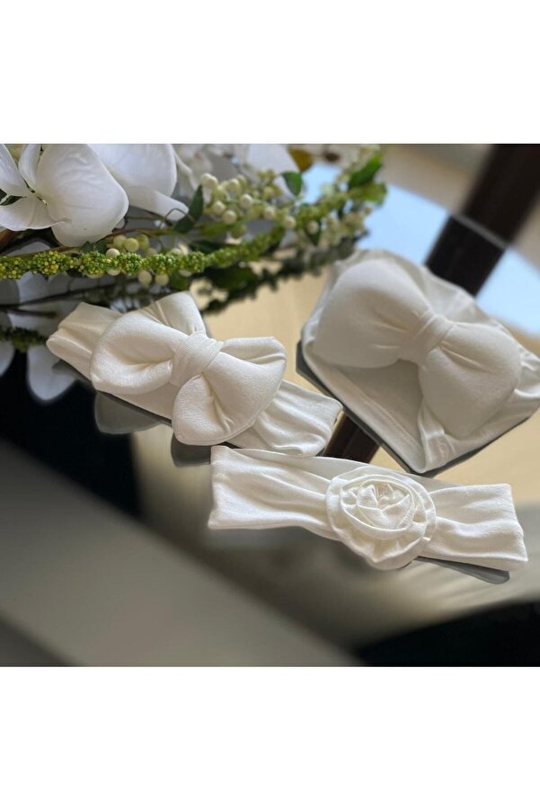 Cherub Kız Bebek Fiyonklu Bone Bandana 3lü Set