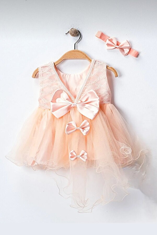 Cherub Baby 3 Fiyonk Kız Bebek Yenidoğan 4 Parça Mevlüt Elbisesi Bebek Hediyelik Mevlütlük Elbise