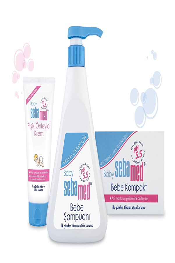 Sebamed Bebek Seti (500ml Şampuan + 100ml Pişik Önleyici  + 100gr Kompat Sabun)