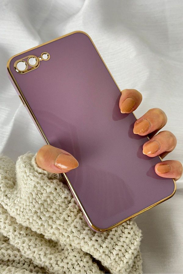 Vip Case-حافظة ناعمة متوافقة مع هاتف Iphone 7 Plus و8 Plus مع حافة لامعة وتفاصيل ذهبية 1