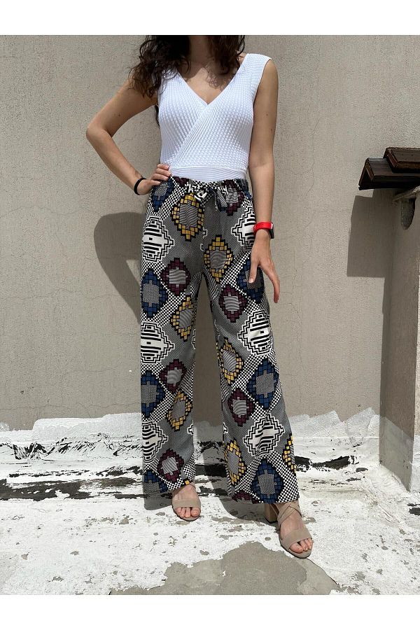 520CK Viscose Fabric Wide Leg Women s Summer Trousers Plaszo Pants Trendyol