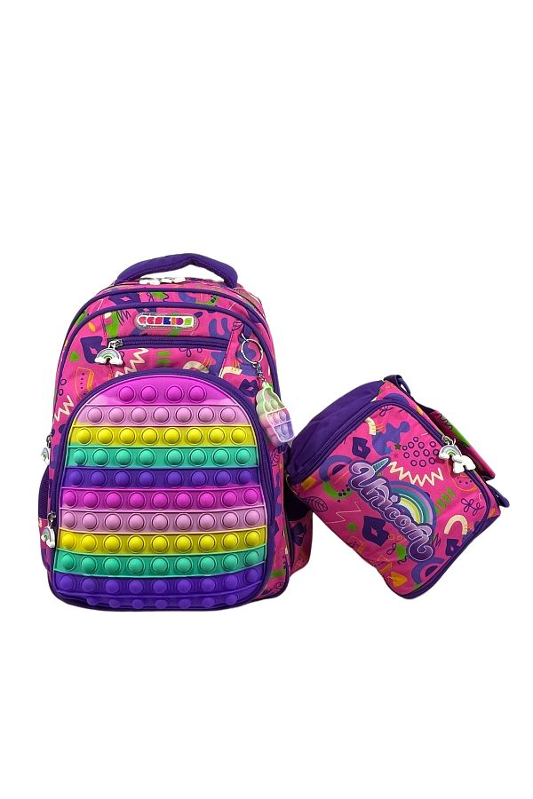 ÇÇS-Unicorn Patterned Children's School Bag - Set of 2 1