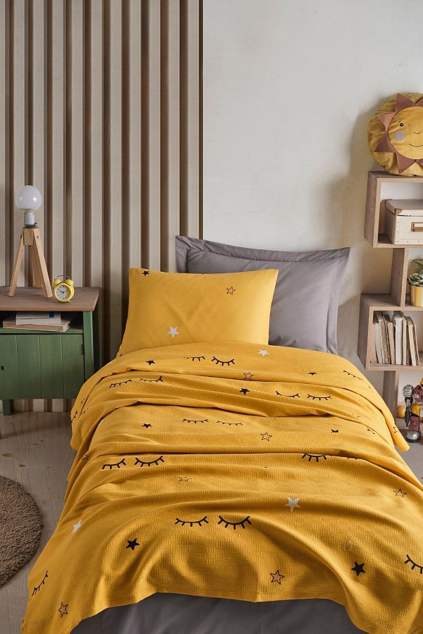 Eponj Home-Yellow Single Printed Pique Set 1
