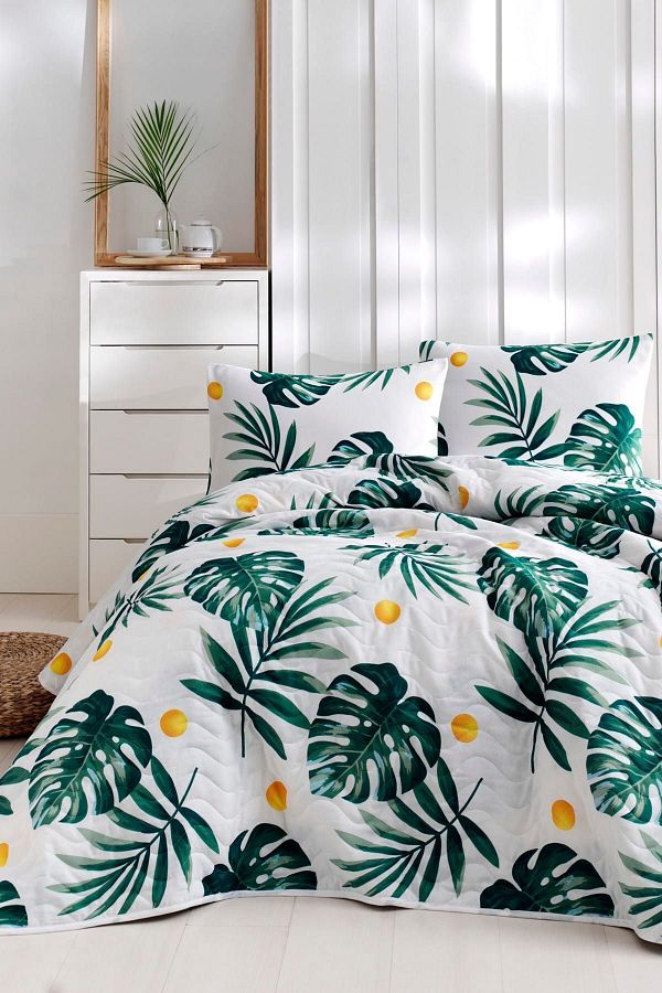 Eponj Home-Двойно ватирано покривало Monstera Green 1