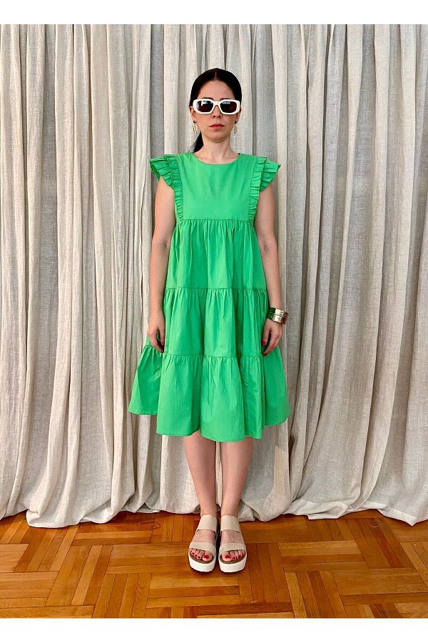 soloshowroomm Green Poplin Smart Dress Trendyol