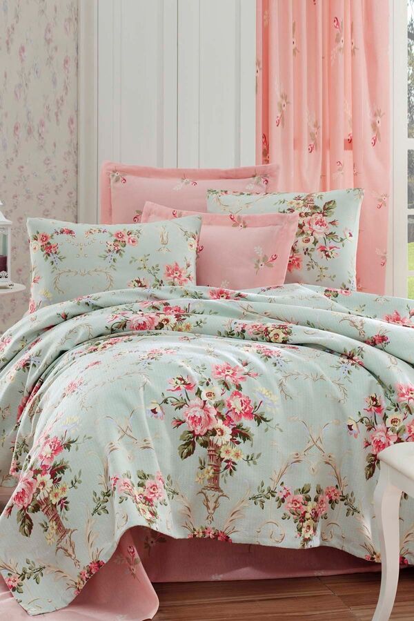 Eponj Home-Set unic din piqué imprimat Alanur Mint 1