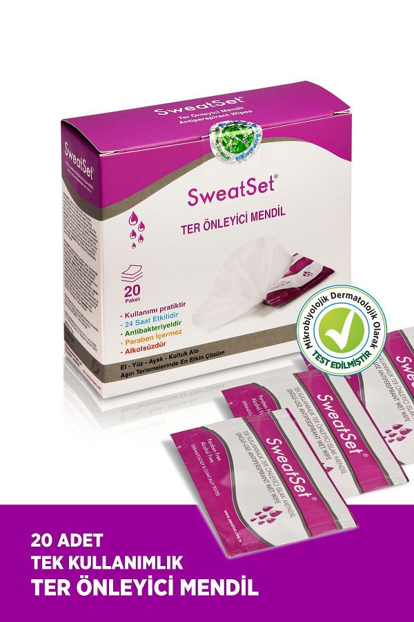 SWEAT SET-Anti-Perspiration Wipes 20 Pieces Underarm Hand Face Foot Disposable Sweat Wipes Single in Turkey 1