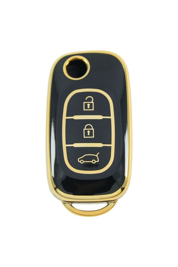 GMA KEYS-Renault Megane 3 Fluence 3 Button Switch Nano Key Case Black Gold Gold Color 1st Quality 1