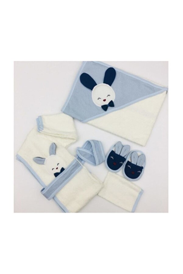 Gaye 4 Parça %100 Pamuk Bebek Bornoz Takımı