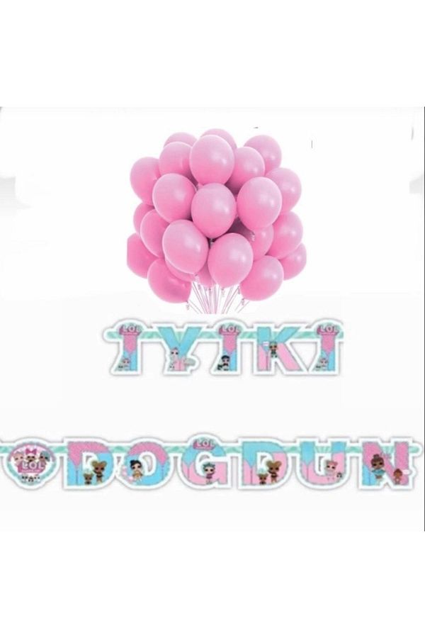 Deniz Party Store-Pastel Pink Lol Baby Birthday Lettering 10 Pieces Balloon Set 1