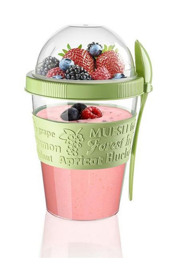 Buffer-3 Pieces Take'n Go Practical Portable Fruit Yogurt Container with Lid and Spoon 1