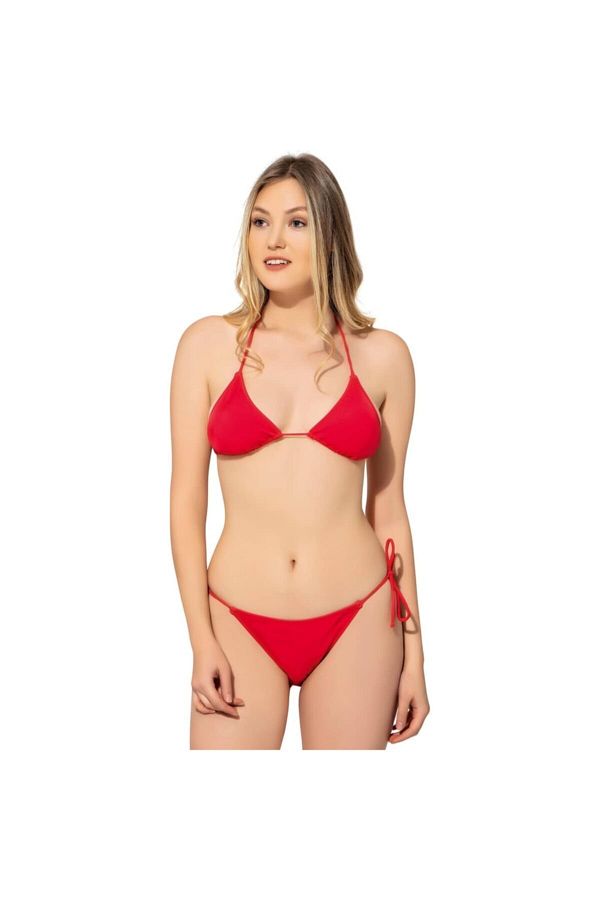 Argisa-Plain String Tied Triangle Bikini 5026 Red 1