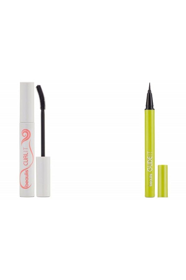 beaulis-ماسكارا Curl It بكثافة ورموش مجعدة + محدد عيون Glide It باللون الأسود 1