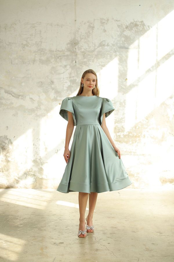 Minel A k Midi Length Satin Dress Trendyol