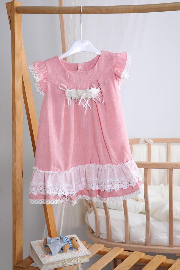 Babydola Holiday Linen Baby Girl Dress 12787 Trendyol