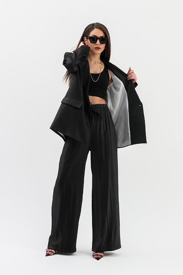 Black blazer with shiny collar online