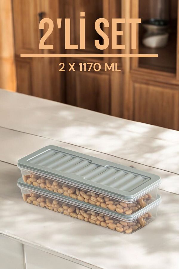 NY HOME-1170 ML Freshbox - Set of 2 Gray Storage Container, Suitable for Microwave and Diffraction 1