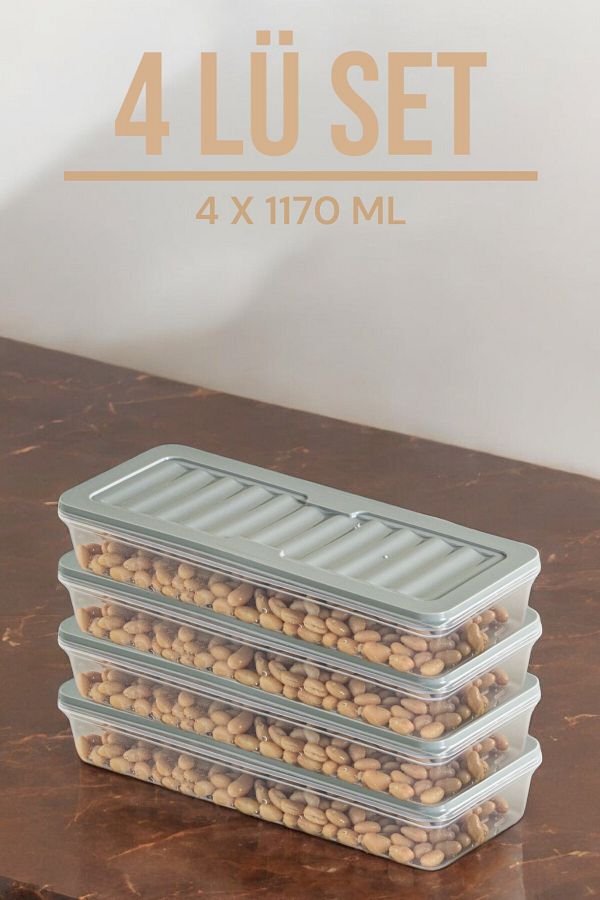 NY HOME-1170 ML Freshbox - Set of 4 Storage Container Suitable for Microwave and Diffraction GRAY 1