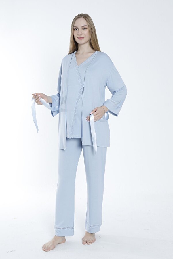 Miss Dünya Lissa Sabahlıklı Hamile ve Lohusa Pijama Takımı