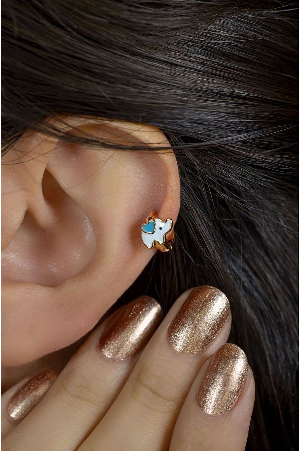 Sacce Scarves Accessories Blue Heart Mini Elephant Tragus Piercing Helix Cartilage Upper Lobe Earring Trendyol