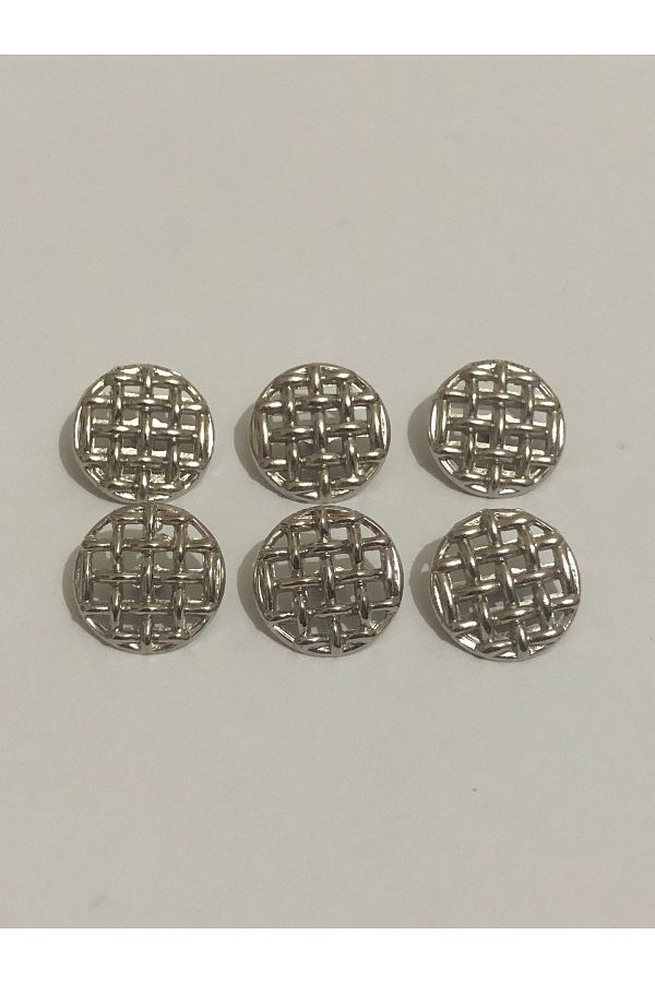 aensia-Silver Silver Mesh Straw Button Small Size Button 24 Size Button Metalized Plastic Button - Pack of 6 1