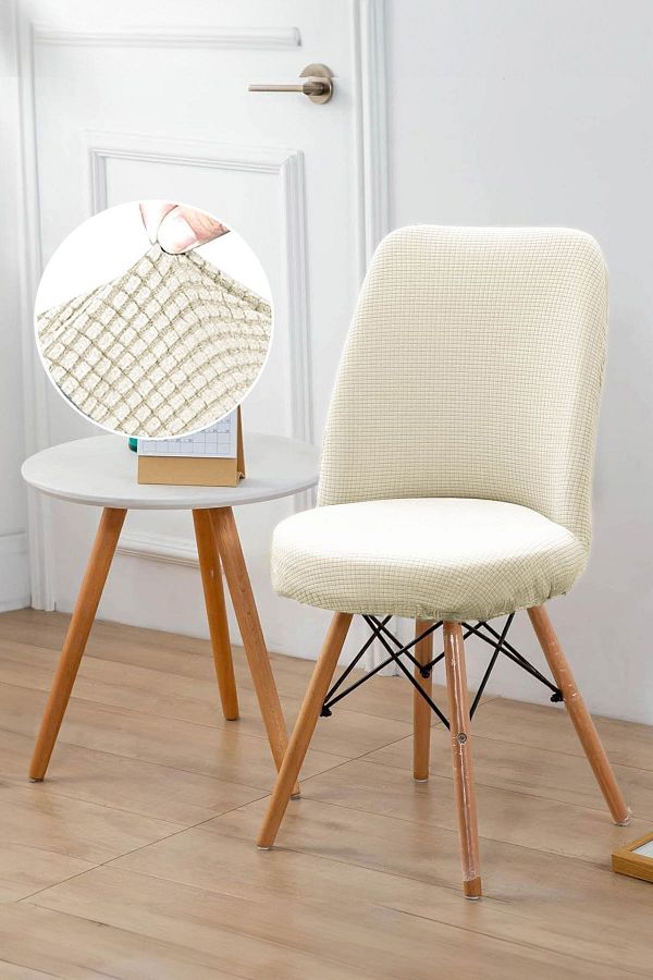Faiend Washable Stretch Elastic Lycra Oval Chair Cover Round Chair Cover Cream Color Trendyol