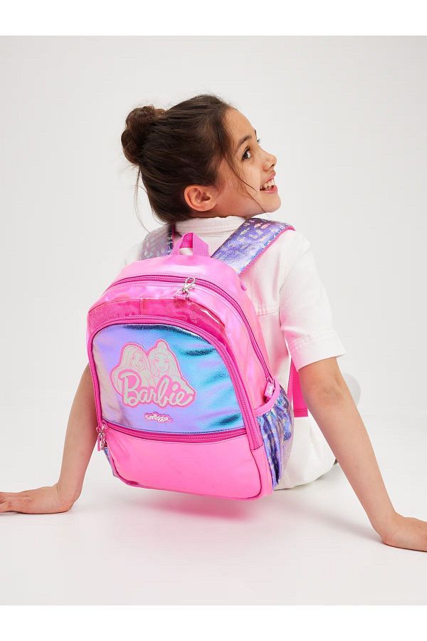SMIGGLE Barbie 3D Embossed Holographic Badge and Hooded Backpack Trendyol