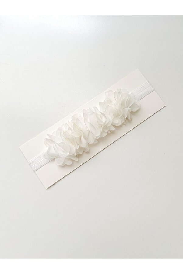 COOLMINIES Kız Bebek Çiçekli Saç Bandana -Beyaz