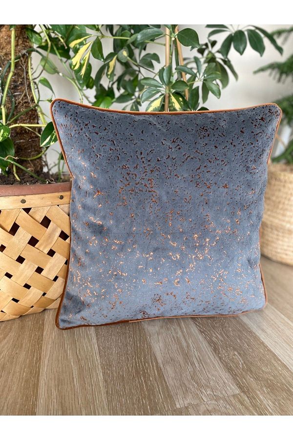 Ay ika home Textured Gray Pillowcase Copper Detailed Throw Pillow Trendyol