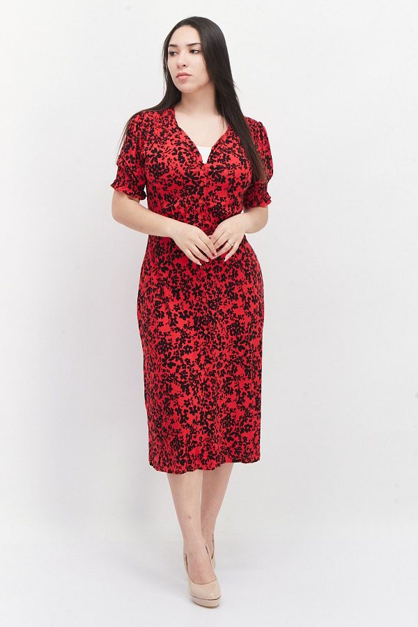 French Connection Women Allover Print Shift Dress Red Black Trendyol