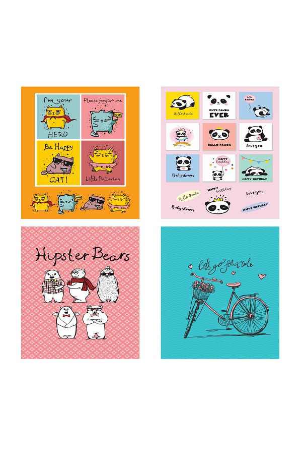 FLY COLOR-A5 School Notebook Set - 40 Sheets Checkered Pattern, Stitched P.P Cover, Set of 4 1
