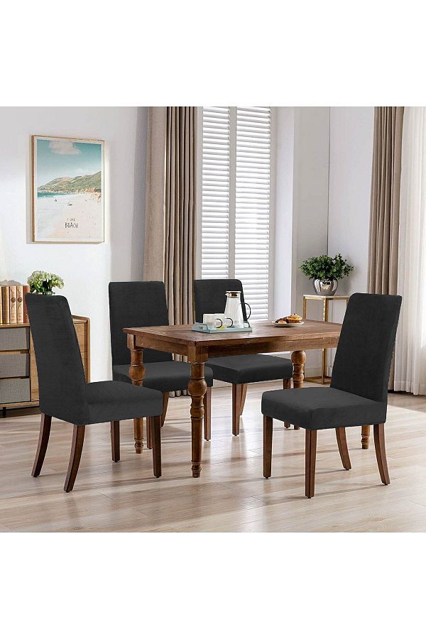 Faiend-Quality Lycra Velvet Chair Cover Chair Cover Kitchen Chair Cover Chair Protection 4 Pieces 1