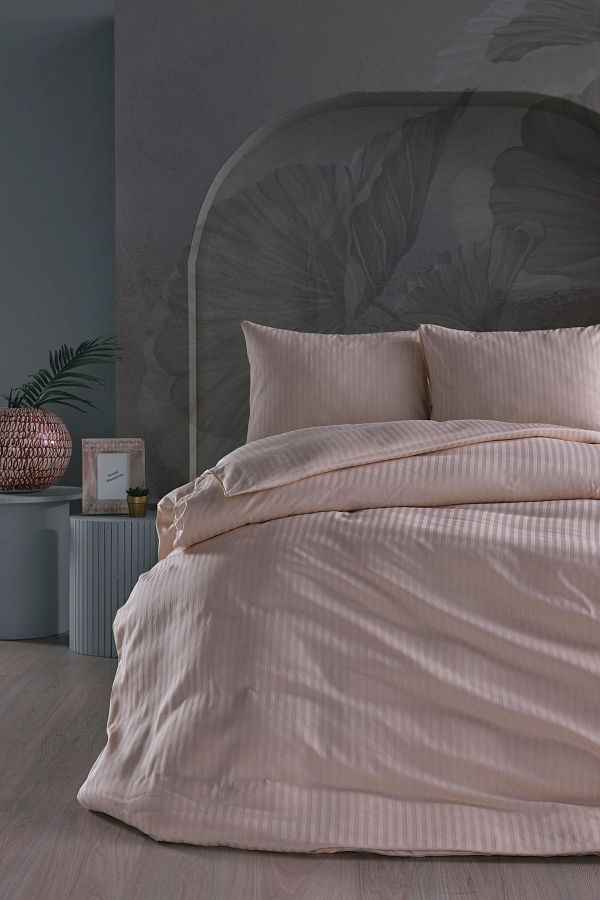 Doqu Home-طقم غطاء لحاف من الساتان Artline كريمي - مزدوج 1