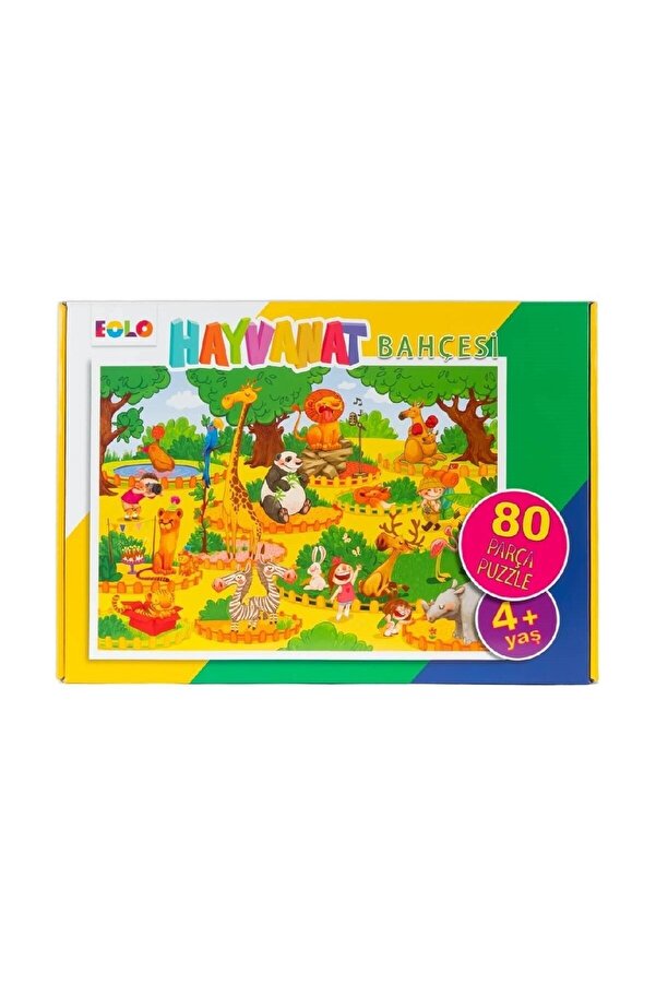 Genel Markalar Yer Puzzle-80 Parça Puzzle - Hayvanat Bahçesi EOLO Eğitici Oyuncak ve Kitap