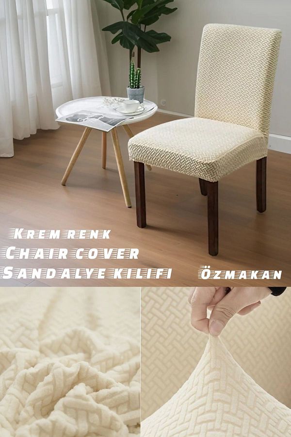 OZMAKAN High Quality Chair Cover lycra washable 1 Piece Cream Color Trendyol