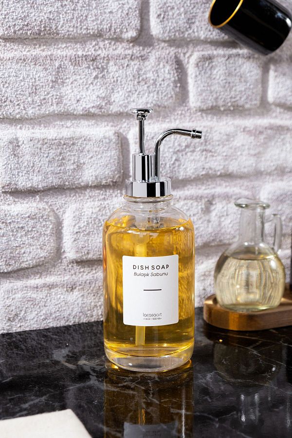 La Casa Art-500 ml кухненски стъклен дозатор за течен сапун за плот (6 БР. ЕТИКЕТ) Lcats20121 1