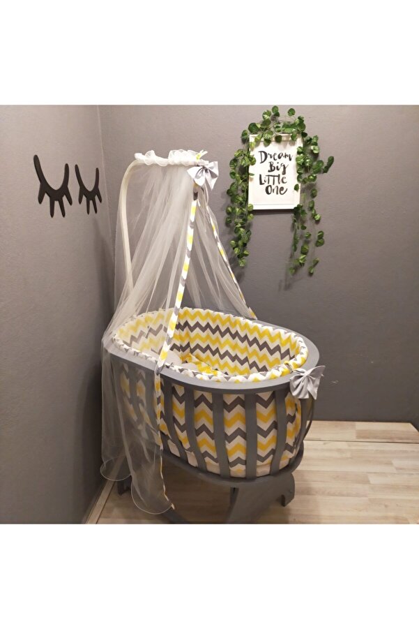 Cordelieu Bebe Sepet Beşik Için Uyku Seti Sarı Zigzaglı(beşik Dahil Değildir )