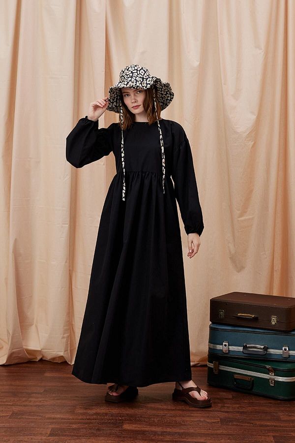 ceylan otantik Balloon Sleeve Black Dress Robe Cut Trendyol