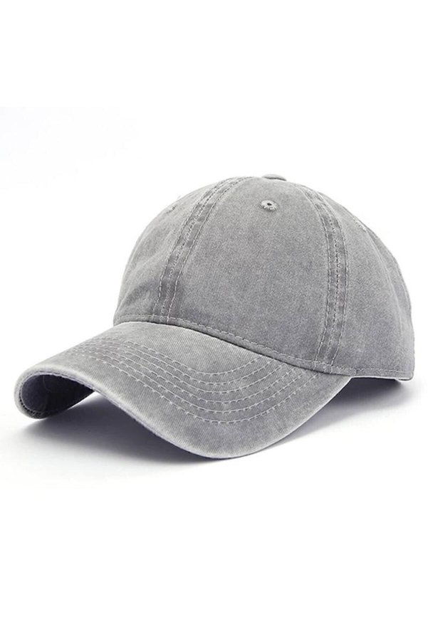 Boom İstanbul Plain Gray Color Washed Vintage Hat