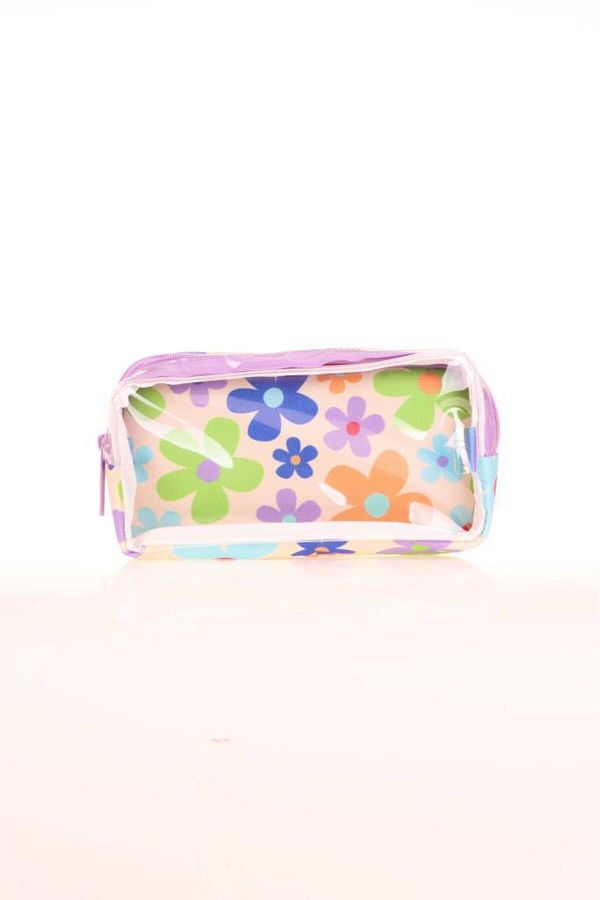 KAUKKO-Spring Pencil Bag - Transparent Colorful Flowers K2613 1