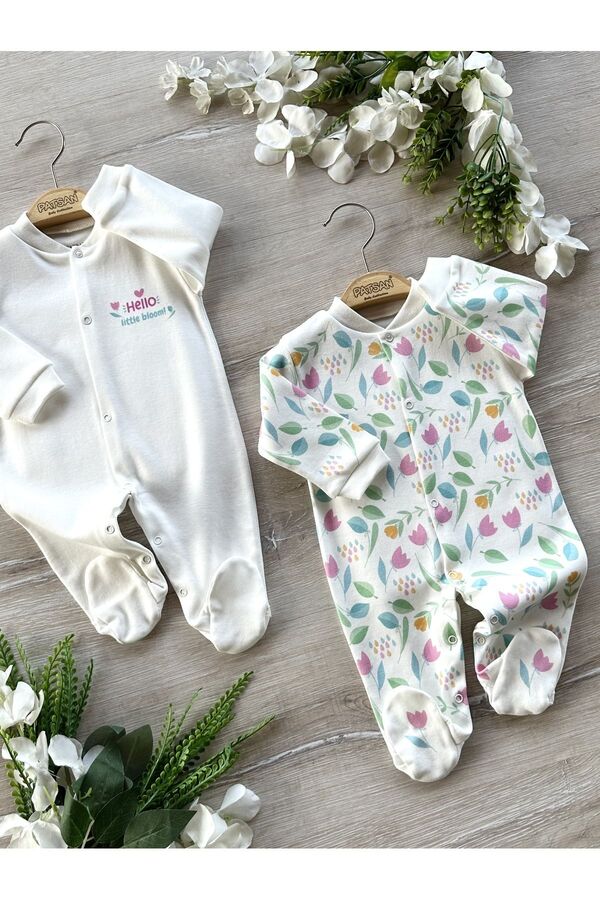 PATSAN 2'li Pamuklu Kız Bebek Patikli Uyku Tulumu Lale