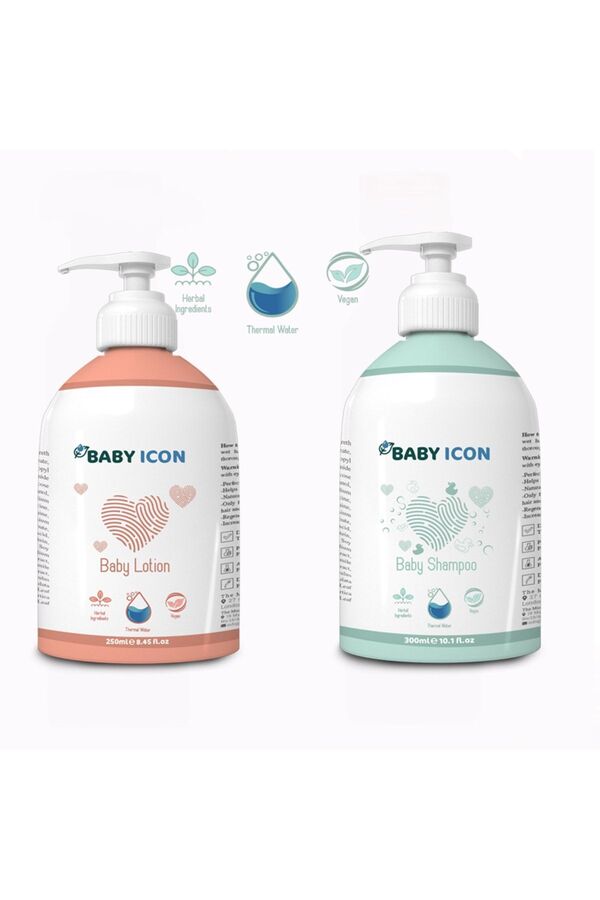 Durgun bebe Baby Icon Saç Ve Vücut Bebek Şampuanı Ve Nemlendirici Yüz Ve Vücut Bebek Losyonu Seti 300 ml