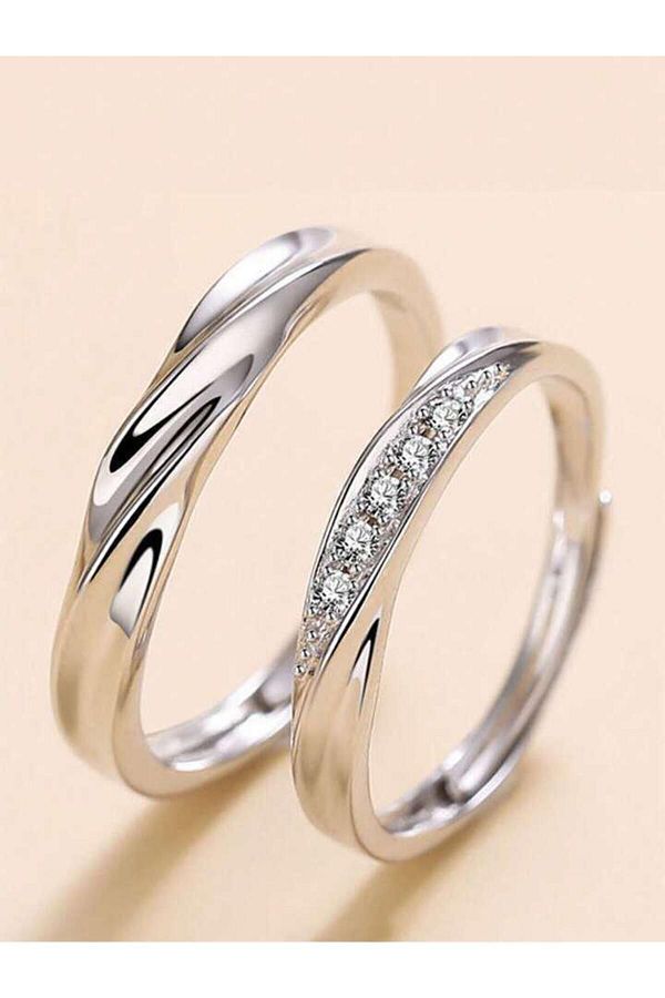 mCherry Zircon Stone Double Ring Meaning of Love Trendyol